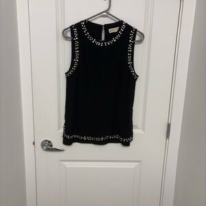Michael Kors Black Sleeveless Blouse with Silver Studs size S/M